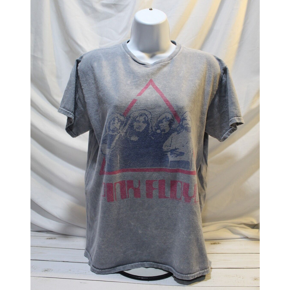Junk Food Clothing Women's S Gray Graphic Band Tee "Pink Floyd" Crewneck SS